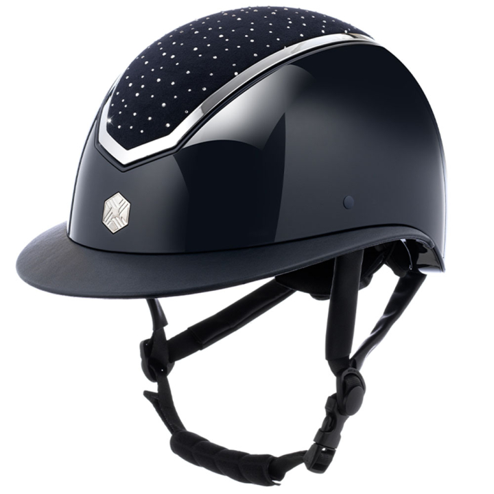 Ridhjälm Kylo Gloss Wide Peak Crystal Marinblå/Silver i gruppen Ridutrustning / Ridhjälmar / Solskärm hos Horseonline AB (0209020522NASIL_r)