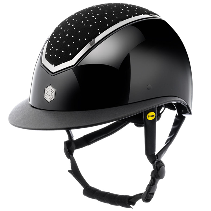Ridhjälm MIPS Kylo Gloss Wide Peak Crystal Svart/Chrome i gruppen Ridutrustning / Ridhjälmar / MIPS-ridhjälmar hos Horseonline AB (0209020722BACH_r)