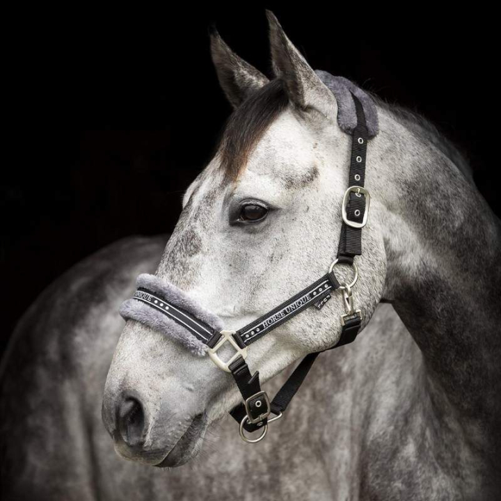Grimma med Ludd Svart/Grå i gruppen Hästutrustning / Grimmor / Tyg- & Nylongrimmor hos Horseonline AB (243012Sv_r)