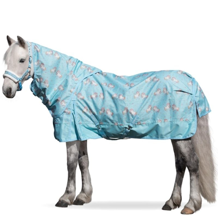 Regntäcke Basic Plus Unicorn Edition 600D 50g Blå i gruppen Hästtäcken / Utetäcken / Regntäcken hos Horseonline AB (306927BL_r)