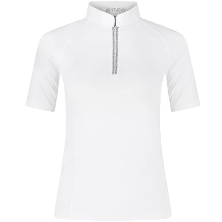 Tävlingstopp Classic Glitter Zipper Short Sleeve Vit i gruppen Ridkläder / Ridtoppar & T-shirts / Tävlingstoppar hos Horseonline AB (320280236WH_r)
