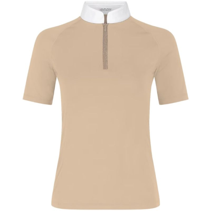 Tävlingstopp Classic Glitter Zipper Short Sleeve Beige i gruppen Ridkläder / Ridtoppar & T-shirts / Tävlingstoppar hos Horseonline AB (320283236BE_r)