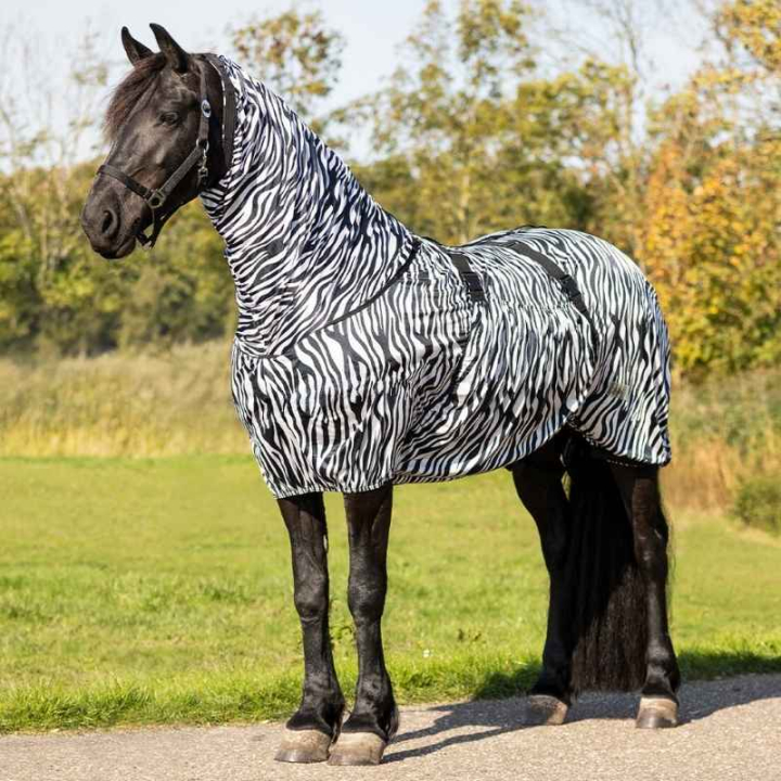 Eksemtäcke Big Neck Zebra Svart/Vit i gruppen Hästtäcken / Flugtäcken & Eksemtäcken hos Horseonline AB (6005ZE18BAWH_r)