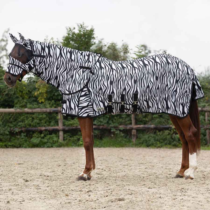 Flugtäcke med Avtagbar Hals och Huva Zebra Svart/Vit i gruppen Flugskydd / Flugtäcken hos Horseonline AB (6013ZE125BAWH_r)