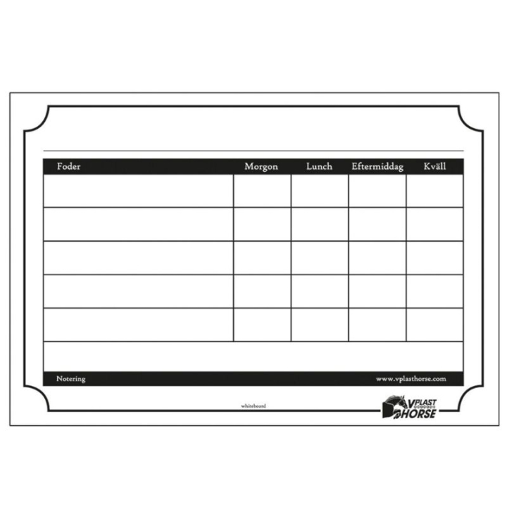 Foderstatstavla 20x29cm Vit i gruppen Stall & Hage / Stallutrustning / Övrigt hos Horseonline AB (601659WH)