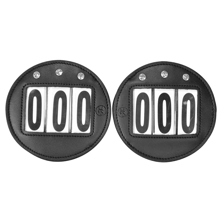Nummerlapp HS Vegan Leather Strass 2-pack Svart i gruppen Hästutrustning / Tillbehör / Nummerlappar hos Horseonline AB (603803BA)