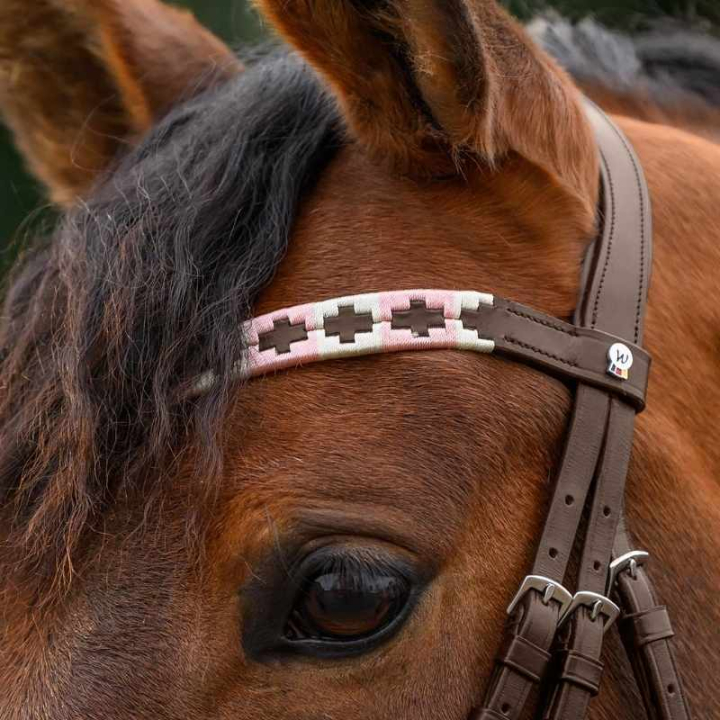 Pannband Polo X-Line Brun/Rosa i gruppen Hästutrustning / Träns & Pannband / Pannband hos Horseonline AB (9589431VBPI_r)