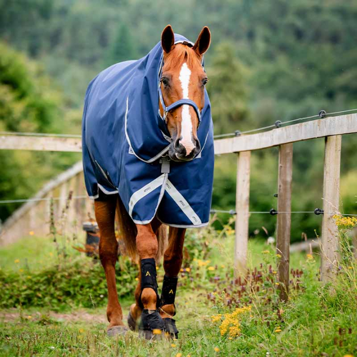 Vintertäcke med Hals Amigo Bravo 12 Plus Bundle (50g+100g+200g) V-Front Marinblå/Grå i gruppen Hästtäcken / Utetäcken / Vintertäcken hos Horseonline AB (AARDM2NA)