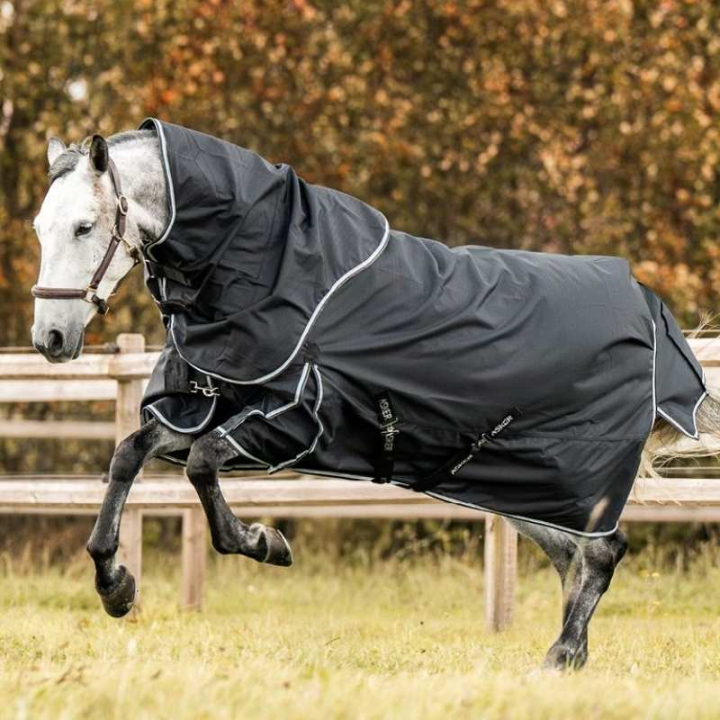 Regntäcke med Hals Turnout Plus 0g 1200D Svart i gruppen Hästtäcken / Utetäcken / Regntäcken hos Horseonline AB (AS005601115BA_r)