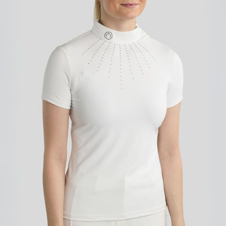 Tävlingstopp MoMina Short Sleeve Gun Metal Crystals Vit i gruppen Ridkläder / Ridtoppar & T-shirts / Tävlingstoppar hos Horseonline AB (CT26701LWH_r)
