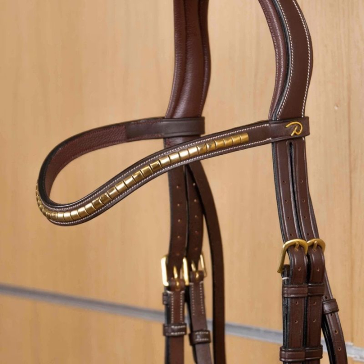 Pannband V-form Brass Clincher Dyon Collection Brun i gruppen Hästutrustning / Träns & Pannband / Pannband hos Horseonline AB (DY02EBr_r)