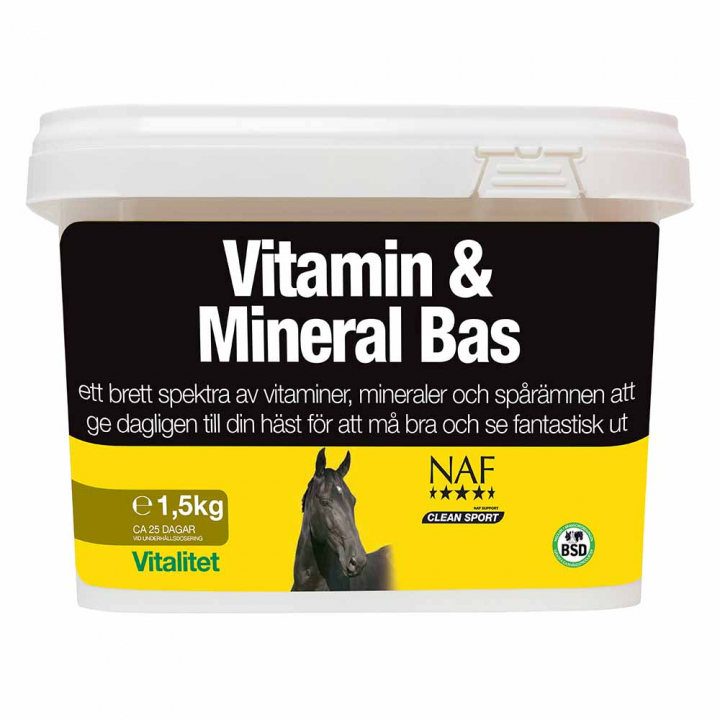 Vitamin & Mineral Bas 1.5kg i gruppen Fodertillskott / Fodertillskott häst / Vitaminer & Mineraler hos Horseonline AB (NAF6015-1_5KG)