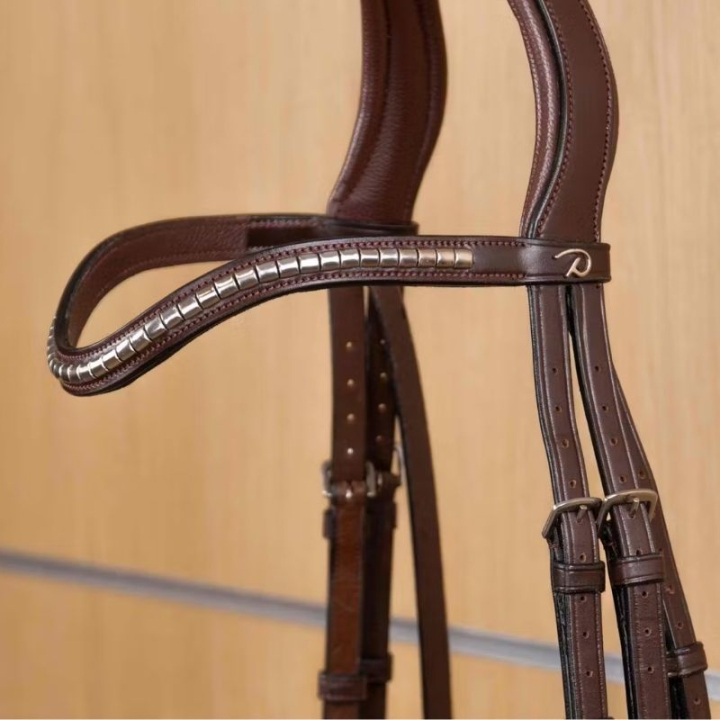 Pannband V-form Silver Clincher New English Collection Brun i gruppen Hästutrustning / Träns & Pannband / Pannband hos Horseonline AB (NE02MBr_r)