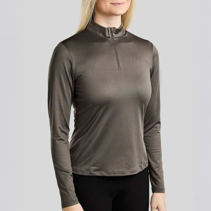 Träningstopp MoMegan Polo Long Sleeve Grå i gruppen Ridkläder / Tröjor hos Horseonline AB (PL26766LGR_r)