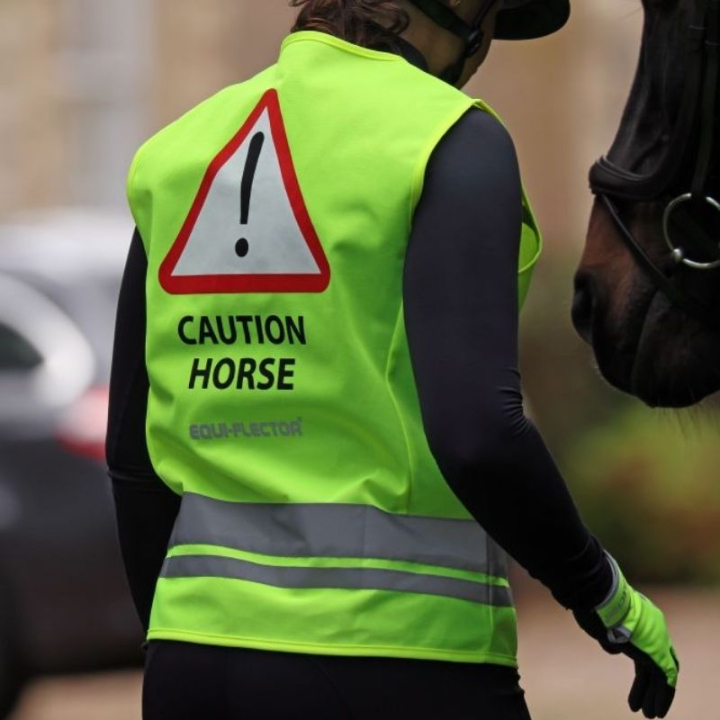 Reflexväst Barn/Junior Caution Horse Gul i gruppen Ridutrustning / Reflexer hos Horseonline AB (SH1058142XSYE_r)