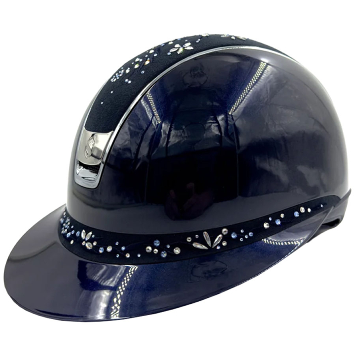 Ridhjälm Miss Shield 2.0 Glossy Flower Swarovski Jewelry Chrome Marinblå i gruppen Ridutrustning / Ridhjälmar / Solskärm hos Horseonline AB (V243171NAVYNAVNA_r)