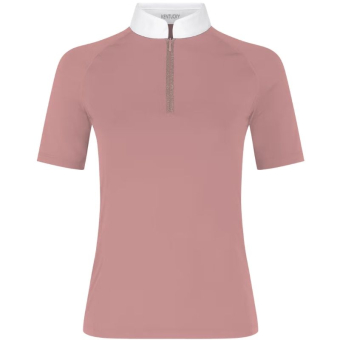 Tävlingstopp Classic Glitter Zipper Short Sleeve Gammelrosa