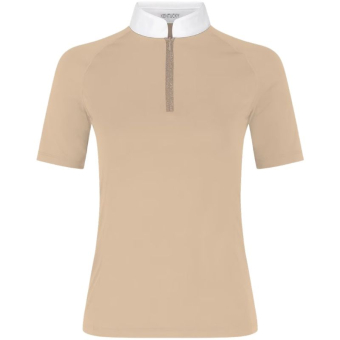 Tävlingstopp Classic Glitter Zipper Short Sleeve Beige