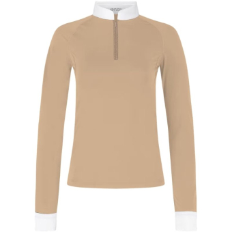 Tävlingstopp Classic Glitter Zipper Long Sleeve Beige