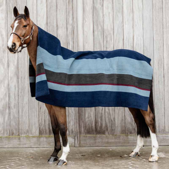Fleecefilt Heavy Square Stripes Marinblå
