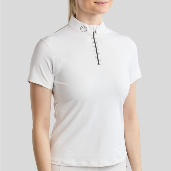 Tävlingstopp MoMaddy Short Sleeve Gun Metal Crystals Vit
