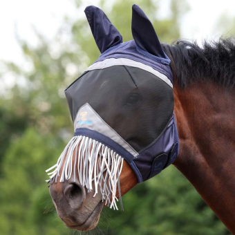 Flughuva Fine Mesh with Ears & Nose Fringe Marinblå