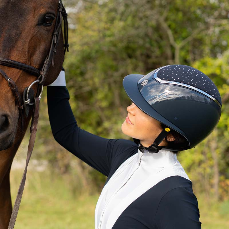 Ridhjälm MIPS Kylo Gloss Wide Peak Crystal Marinblå/Silver