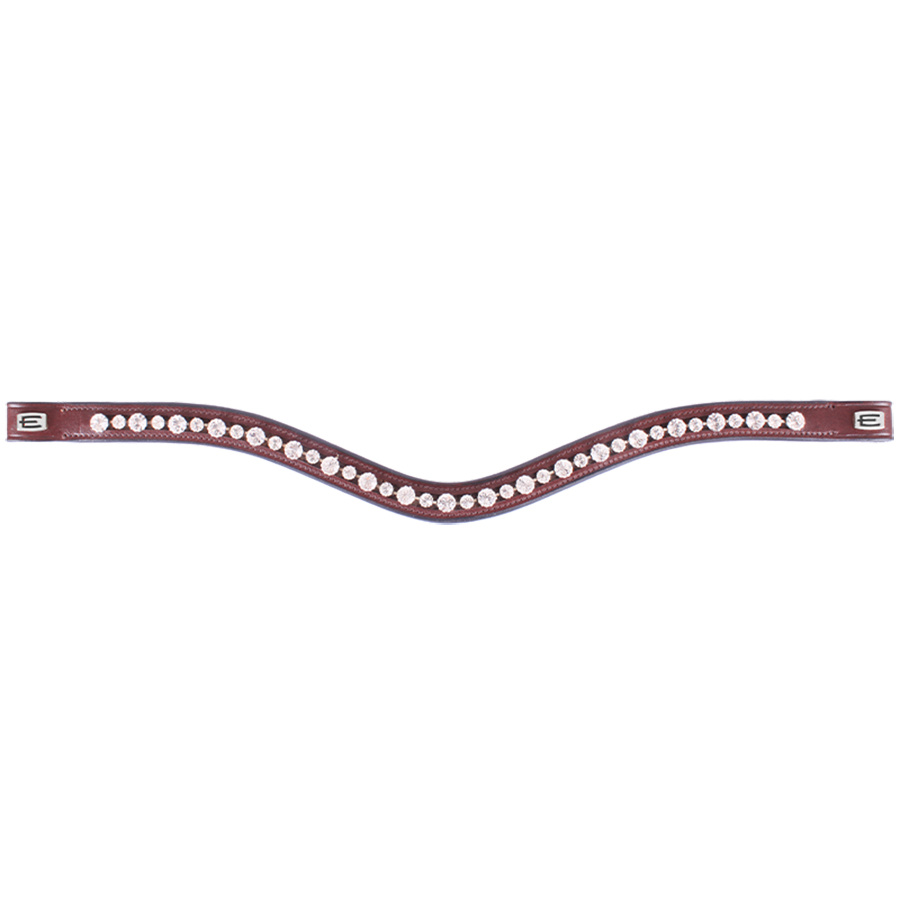 Pannband E-Logga & Vita Kristaller Brun/Silver