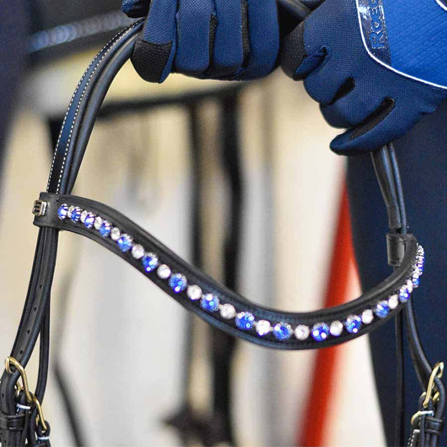 Pannband E-Logga & Blå/Vita Kristaller Svart/Silver