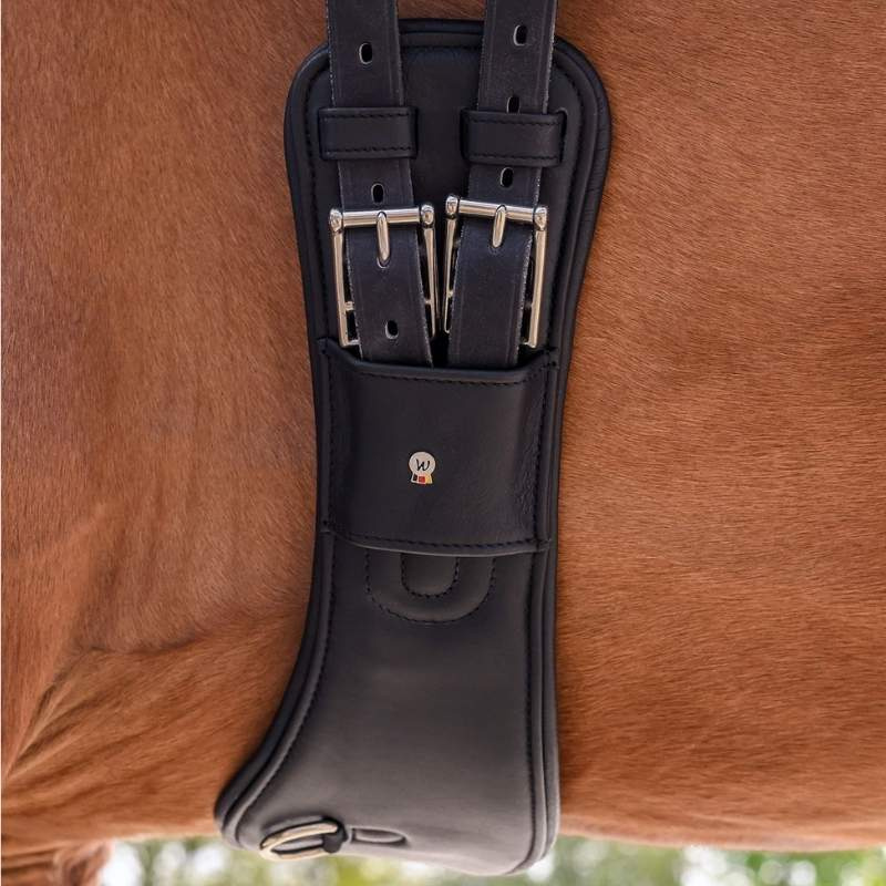 Dressyrgjord Contour Half Moon Leather Svart