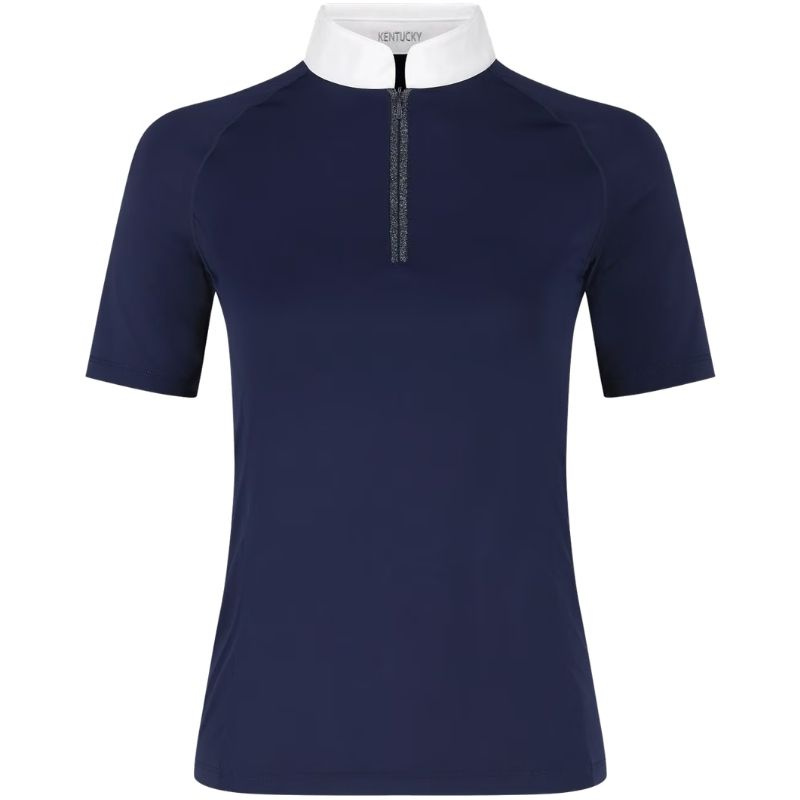 Tävlingstopp Classic Glitter Zipper Short Sleeve Marinblå