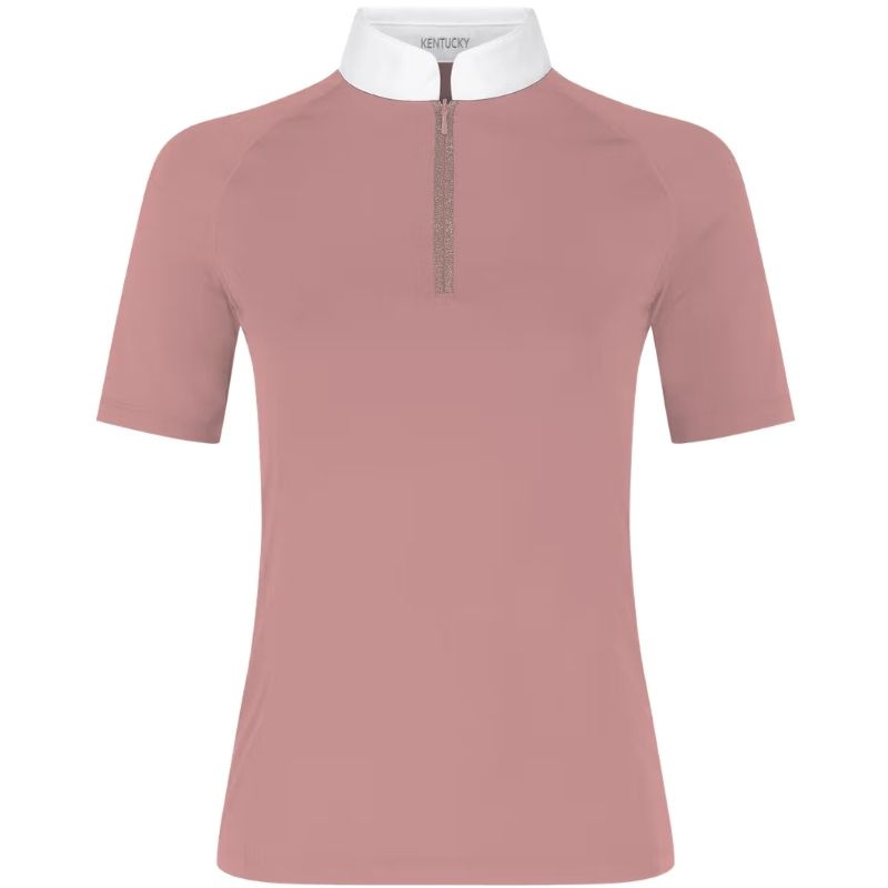 Tävlingstopp Classic Glitter Zipper Short Sleeve Gammelrosa