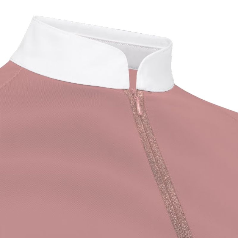 Tävlingstopp Classic Glitter Zipper Short Sleeve Gammelrosa