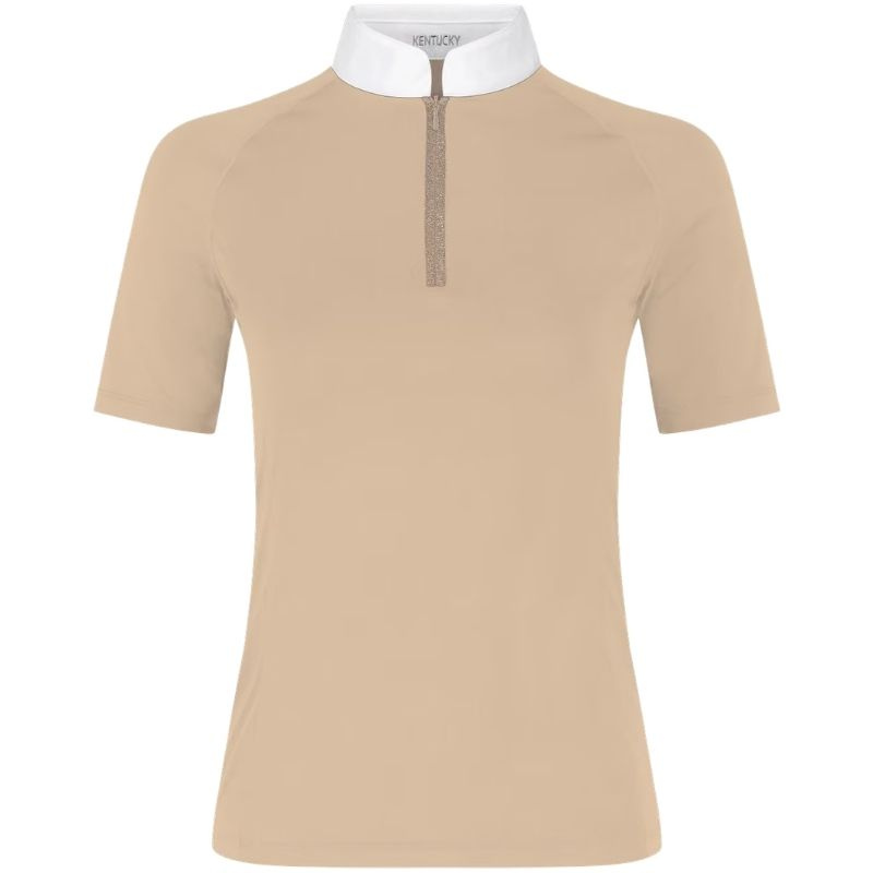 Tävlingstopp Classic Glitter Zipper Short Sleeve Beige
