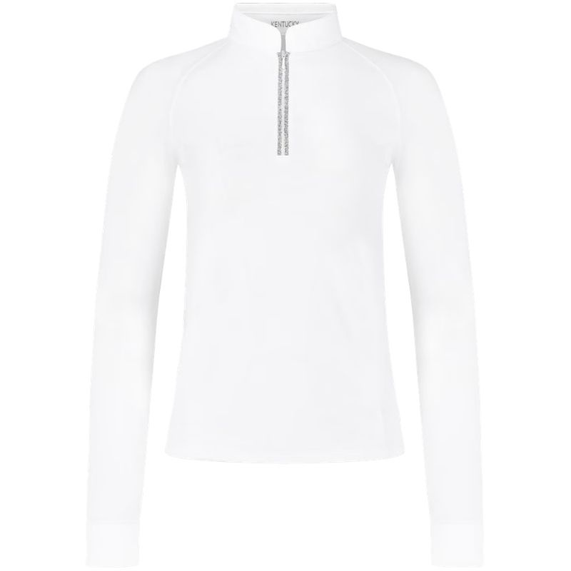 Tävlingstopp Classic Glitter Zipper Long Sleeve Vit