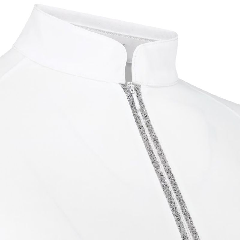 Tävlingstopp Classic Glitter Zipper Long Sleeve Vit