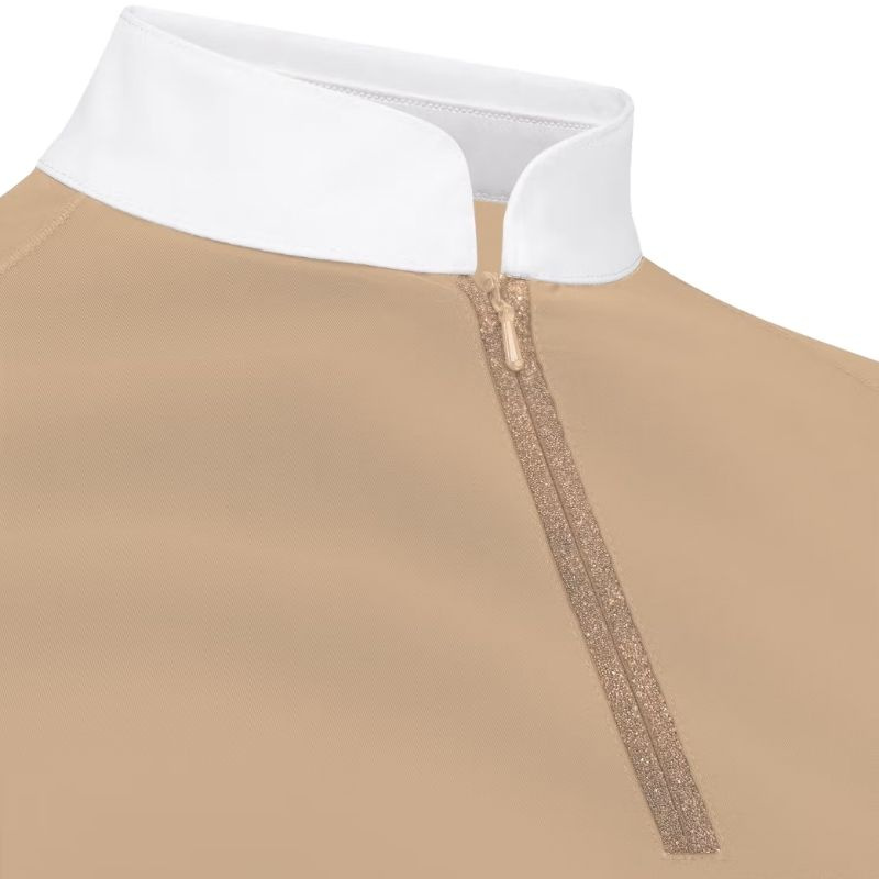 Tävlingstopp Classic Glitter Zipper Long Sleeve Beige