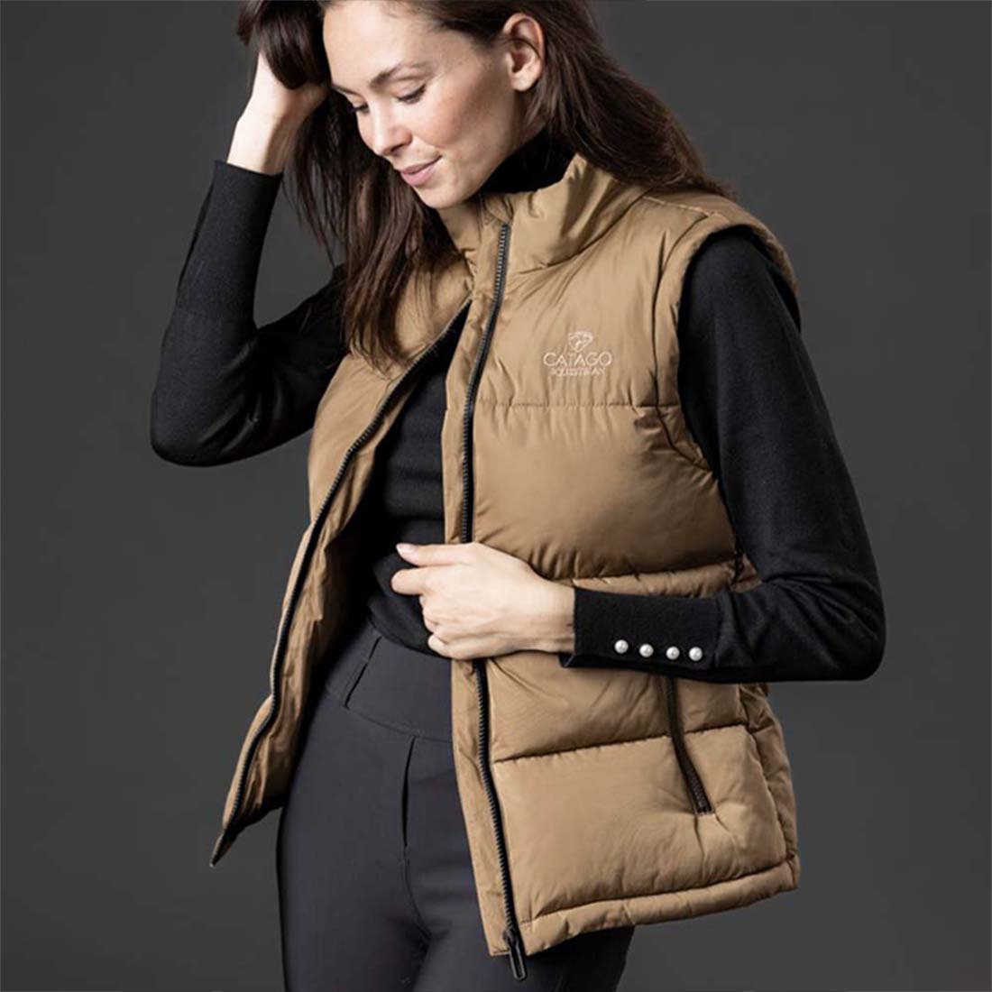 Ridväst Busta Puffer Beige