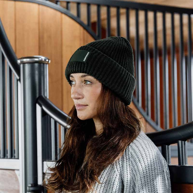 Mössa Beanie Rubber Logo Mörkgrön