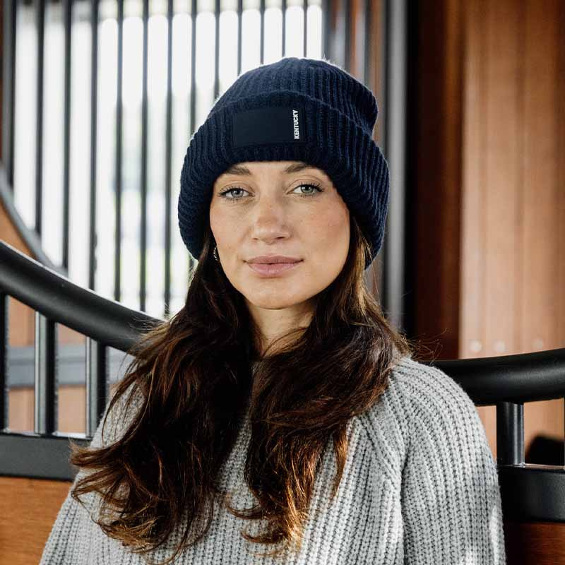 Mössa Beanie Rubber Logo Marinblå