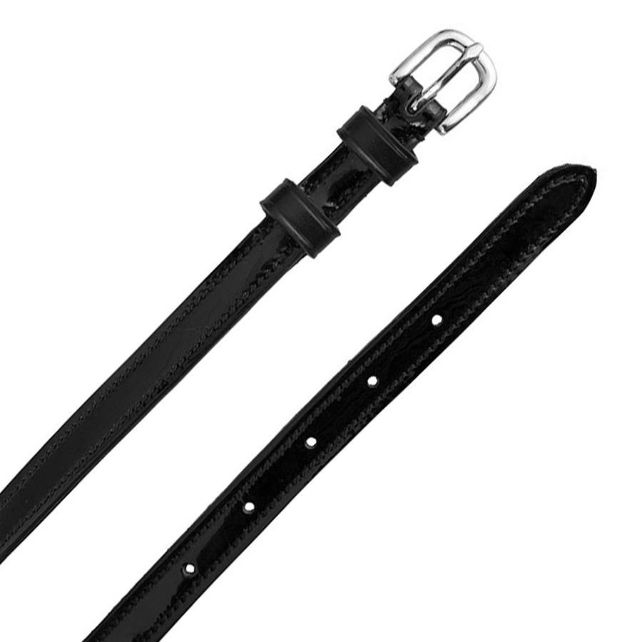 Lackade Sporremmar Läder 12mm Svart/Silver