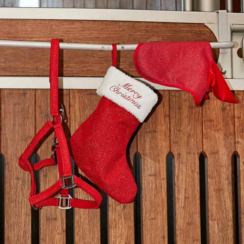 Julstrumpa Merry Christmas Glitter HG Röd/Vit