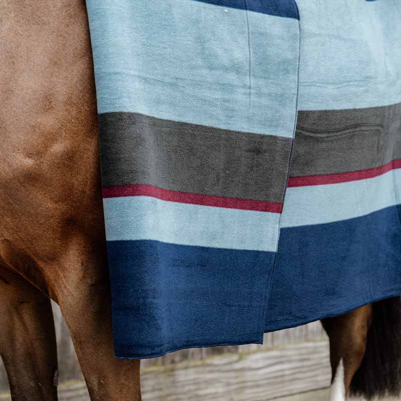 Fleecefilt Heavy Square Stripes Marinblå