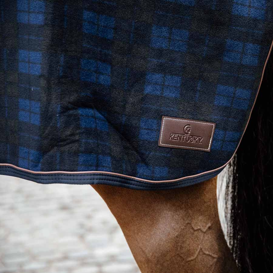 Ländtäcke Heavy Fleece Check Printing Marinblå/Svart