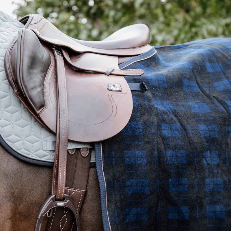 Ländtäcke Heavy Fleece Check Printing Marinblå/Svart