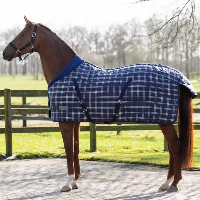 Stalltäcke Luxury Check 300g 1200D Marinblå