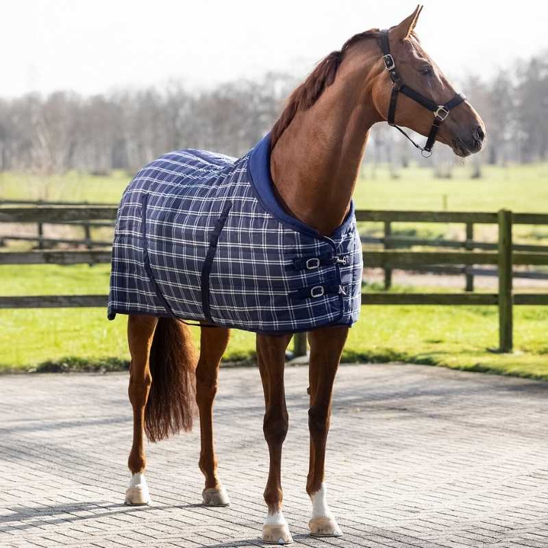 Stalltäcke Luxury Check 300g 1200D Marinblå