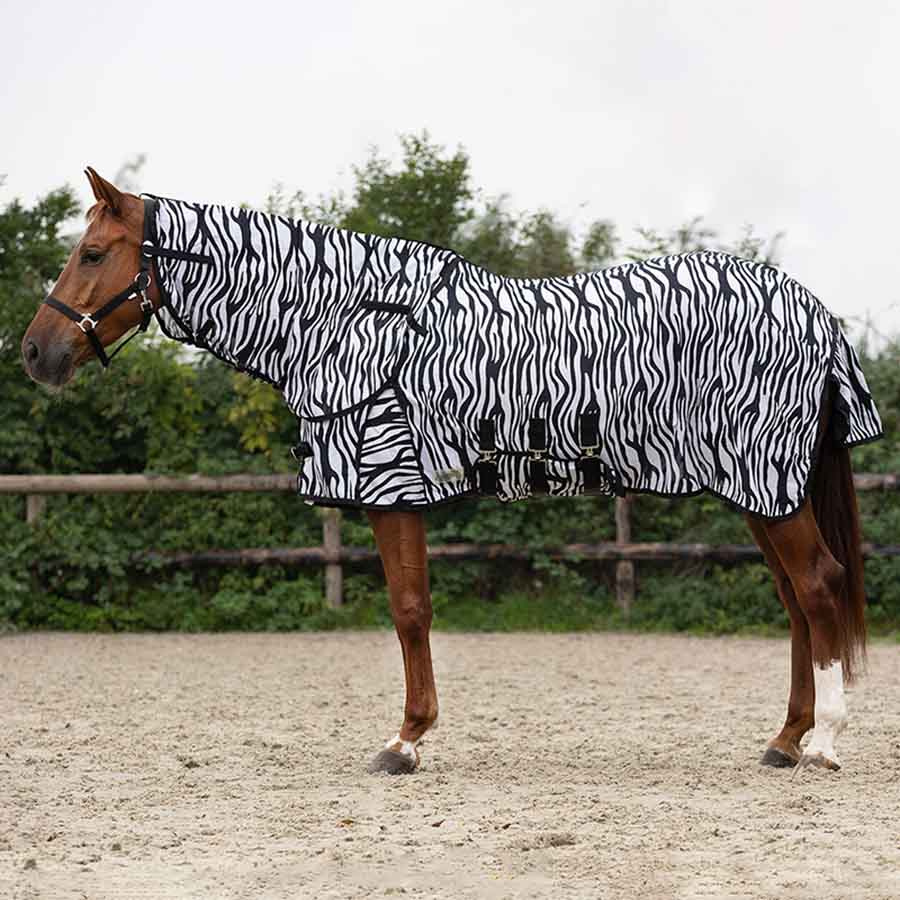 Flugtäcke med Avtagbar Hals och Huva Zebra Svart/Vit