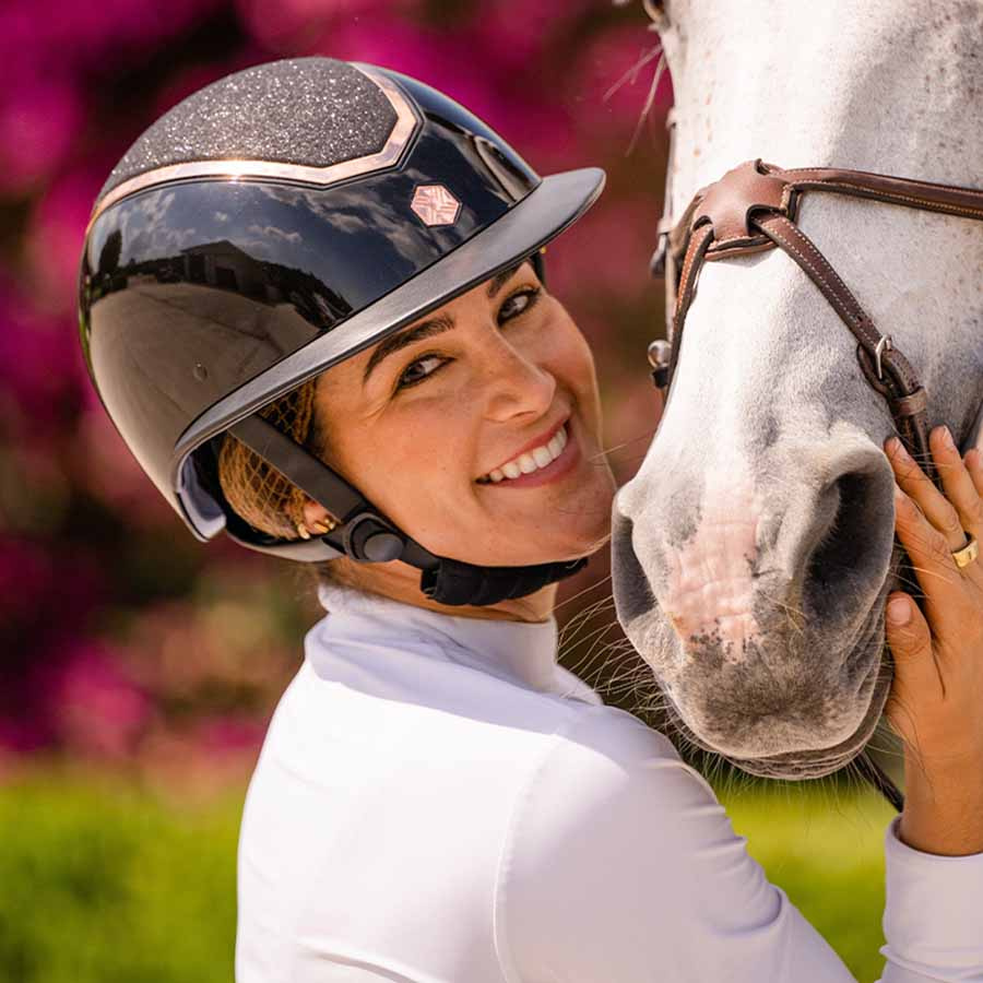 Ridhjälm Kylo Gloss Glitter Solskärm Svart/Roséguld