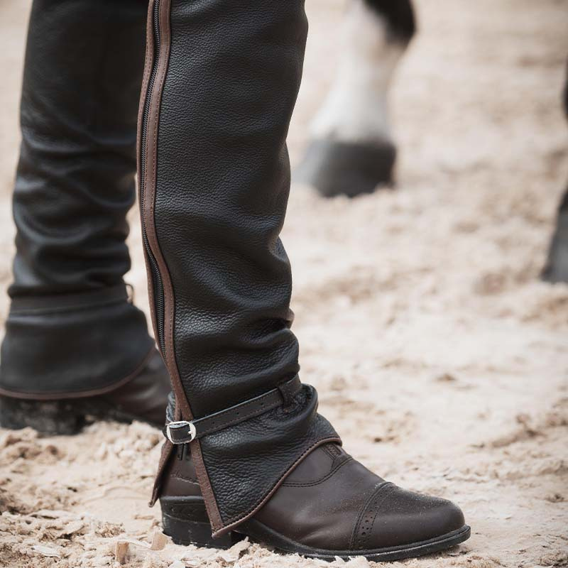 Långa Läderchaps Svart